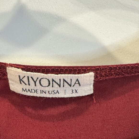 Kiyonna Burgundy Wrap Top 3xl EUC 3/4 Length Sleeves Casual Workwear Holiday - Picture 3 of 3